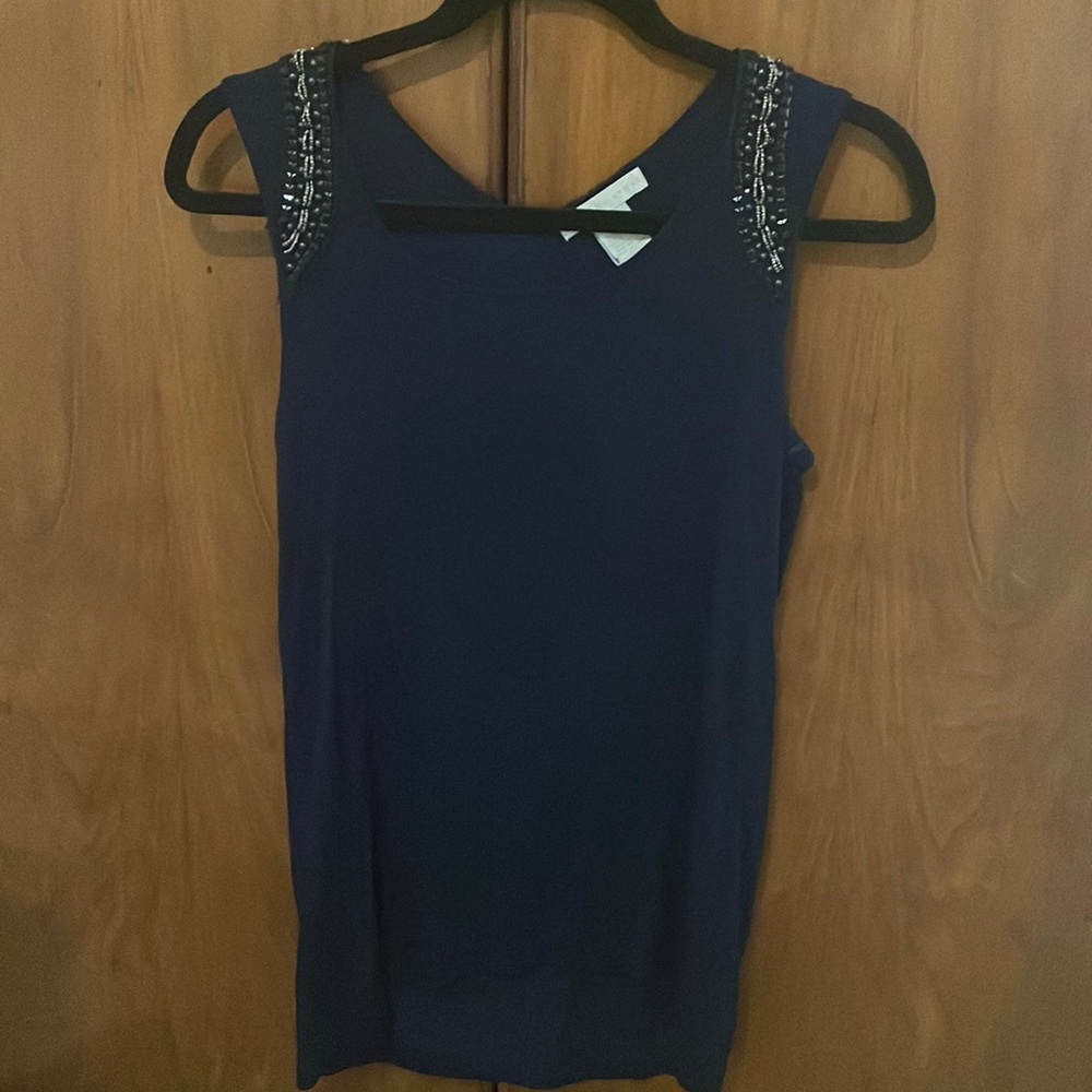 Navy blue tank with cute bead detail